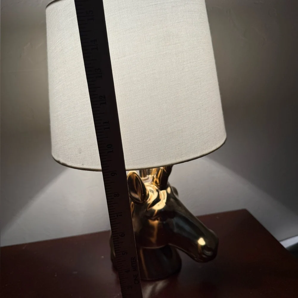 Unicorn gold finish table lamp with shade decor‎